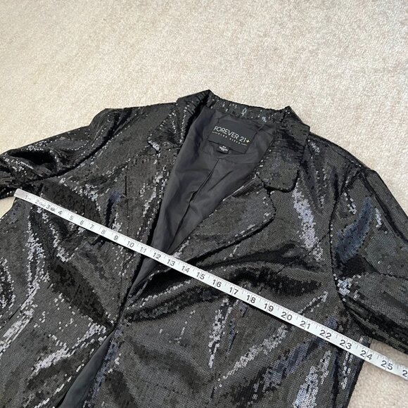 Forever 21 Plus Black Sequin Blazer Jacket 3X - Picture 6 of 8